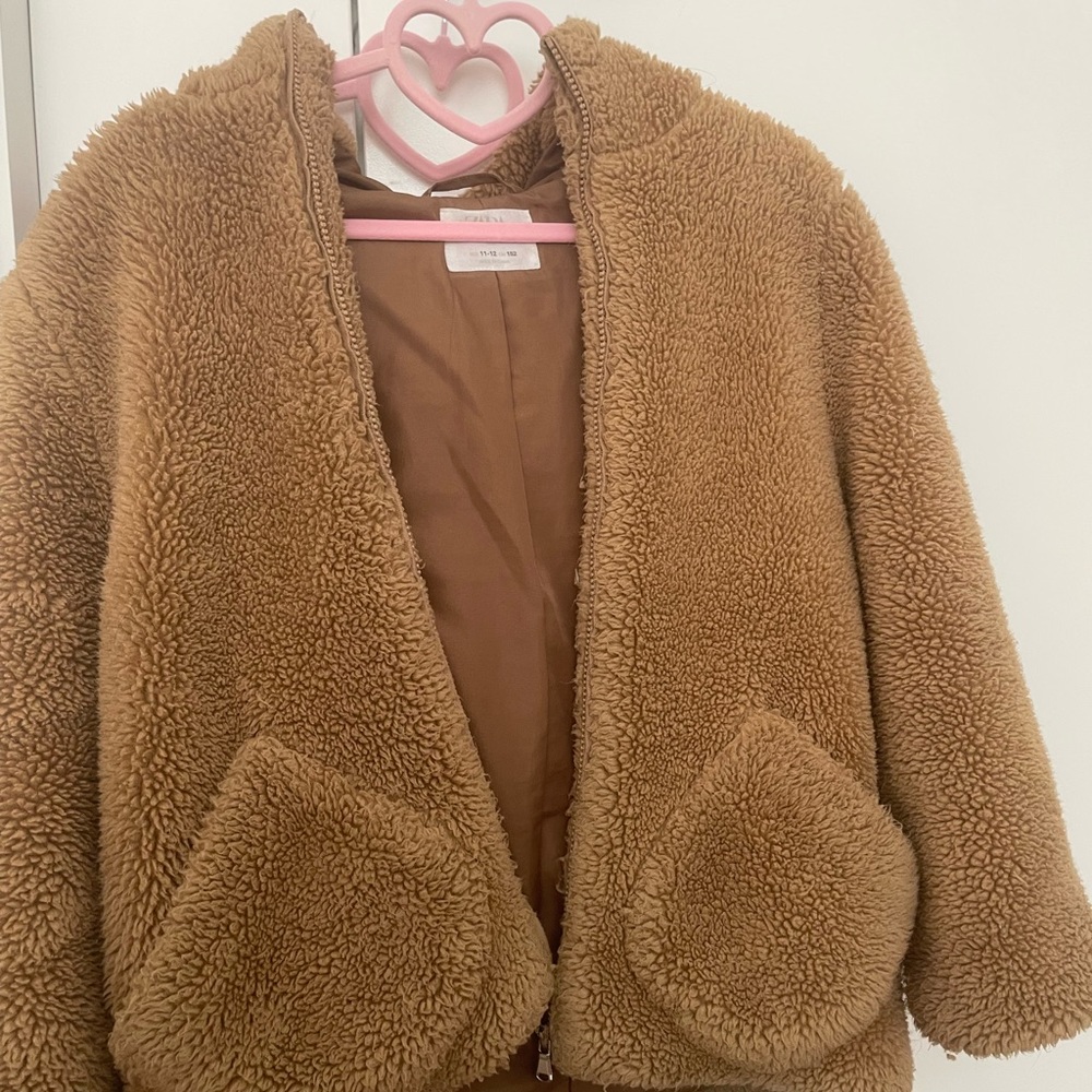 Girls Zara Brown Sherpa coat/jacket